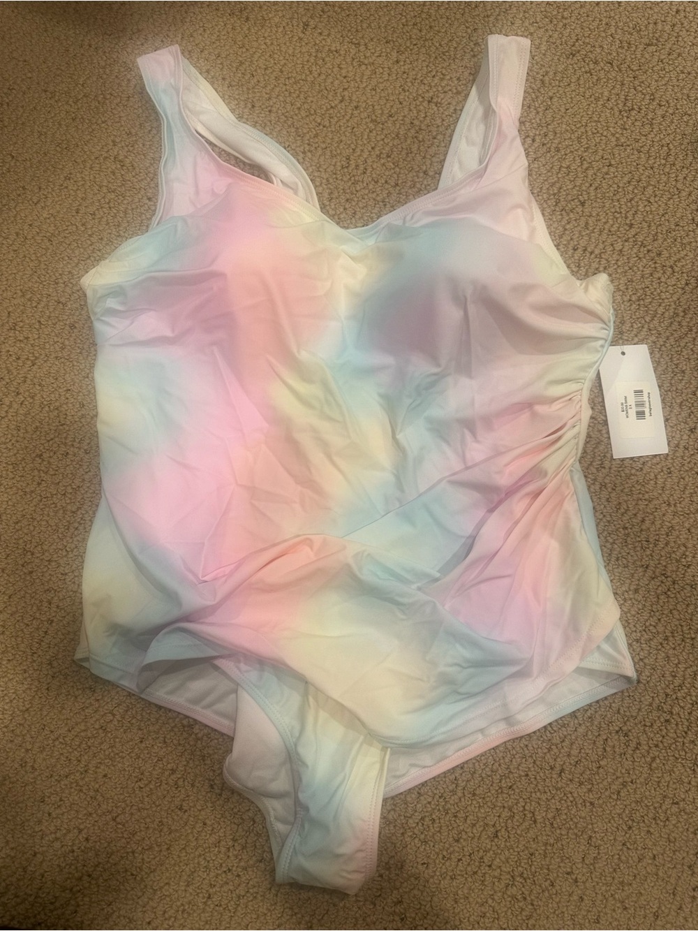 Pastel Tie-Dye One-Piece Swimsuit in Pink and Blue - Unbranded